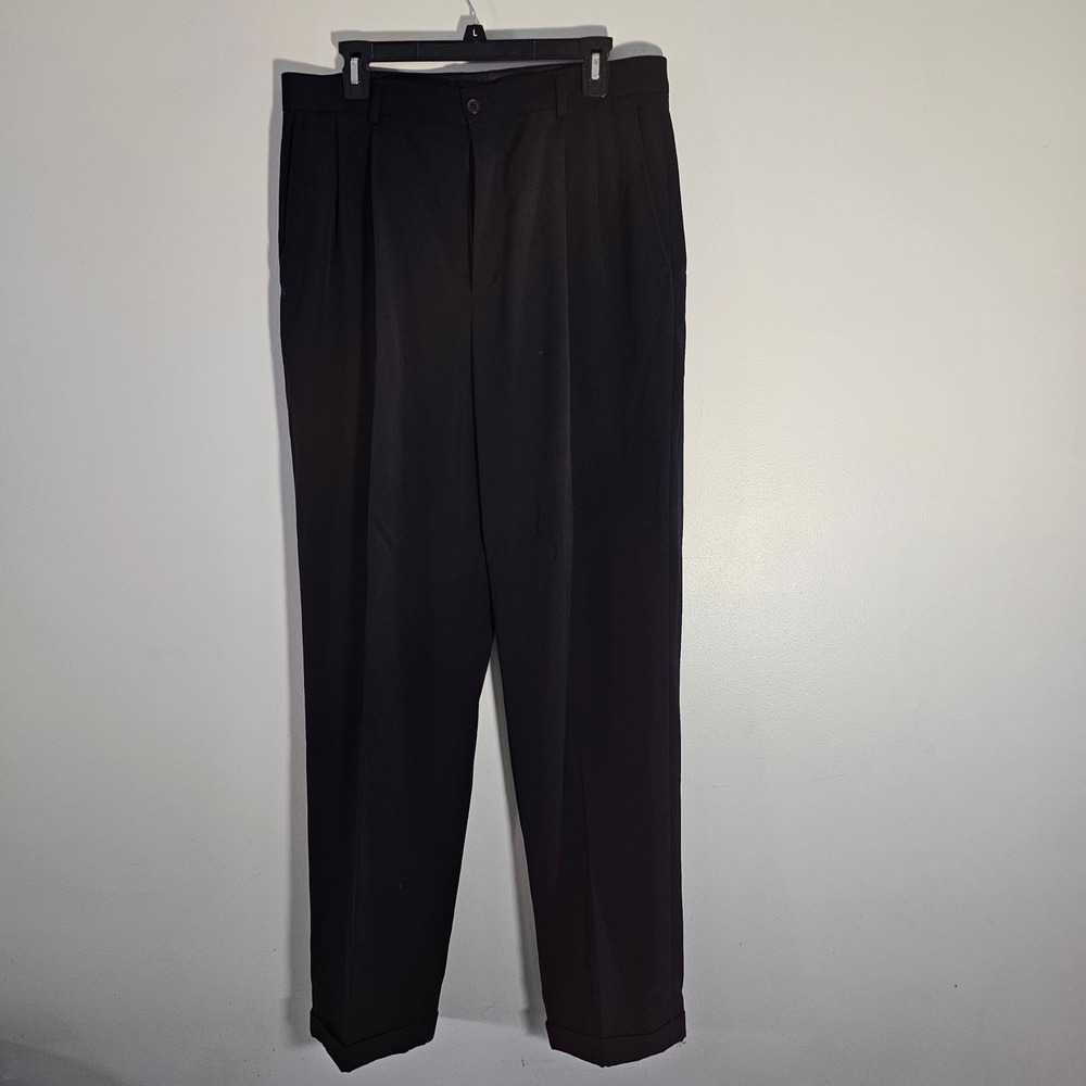 Claiborne Mens 34/34 Black Dress Pants Dark Academia Gothcore Minimalist‎ Slacks